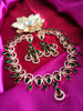 N01250_Gorgeous  designer rose gold american diamond embellished necklace set with a touch of  leafy green stones.