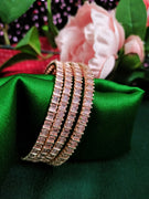 B02000_Gorgeous design rose gold polished 4 Bangles with delicate pink stones work and beautiful patterns