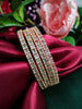 B02001_Gorgeous design rose gold polished 4 Bangles with delicate mint green stones work and beautiful patterns