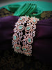 B0280_Elegant flowery design Bangles studded with American Diamond stones with a touch of mint green stones with delicate stone work.