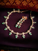 N01192_Grand Lovely designer Rose Gold polished Necklace Set  embellished with American diamond stones with delicate Mint Green Stones .