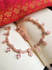 N01198_Elegant design Rose Gold Polished American Diamond choker necklace studded with beautiful dazzling stones with delicate pink work.