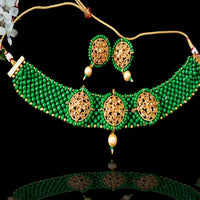 N069_Gorgeous  Crystal Choker Necklace with delicate Kundan work embellished with pearls.