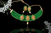 N069_Gorgeous  Crystal Choker Necklace with delicate Kundan work embellished with pearls.