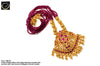 N018_Elegant Micro Gold plated Necklace studded with precious pink ruby stones & Magenta colored crystals