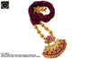 N022_Elegant Micro Gold plated Necklace studded with precious pink & green ruby stones & Magenta colored crystals