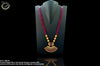 N022_Elegant Micro Gold plated Necklace studded with precious pink & green ruby stones & Magenta colored crystals