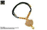 N026_Elegant Micro Gold plated Necklace studded with precious white AD stones & black colored crystals