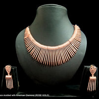 N03_Elegant Rose gold Necklace studded with American Diamond.