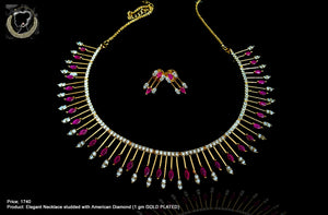 N05_Elegant 1 gm Gold plated Necklace studded with American Diamond.