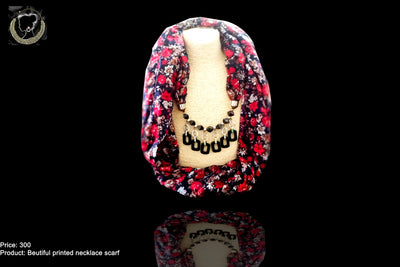 Beautiful Soft Printed Red black colored Pendent Scarf