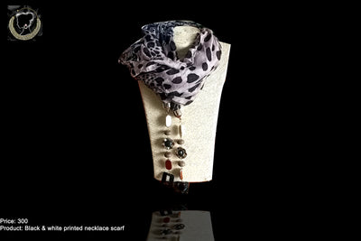 P014_Beautiful Soft Black & White  Multi Colored Pendant Scarf