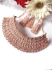 N0603_Classic broad designer rose gold choker necklace embellished with delicate work of American diamond stones.